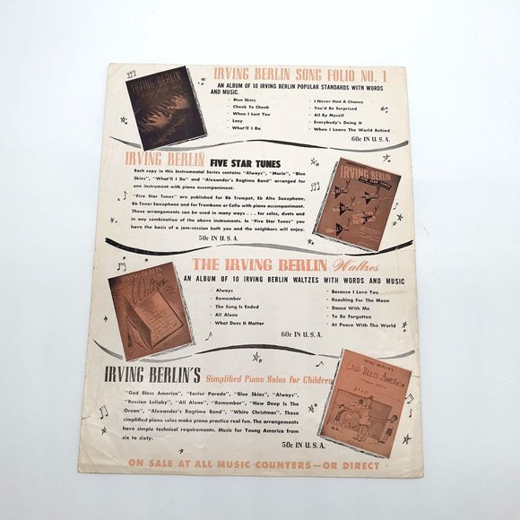 Vintage Sheet Music 1944 All Of My Life Voice Piano Guitar Irving Berlin - Picture 5 of 5